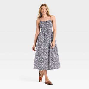 Universal Thread - Women's Smocked Midi Dress - Universal Thread Navy Navy Blue